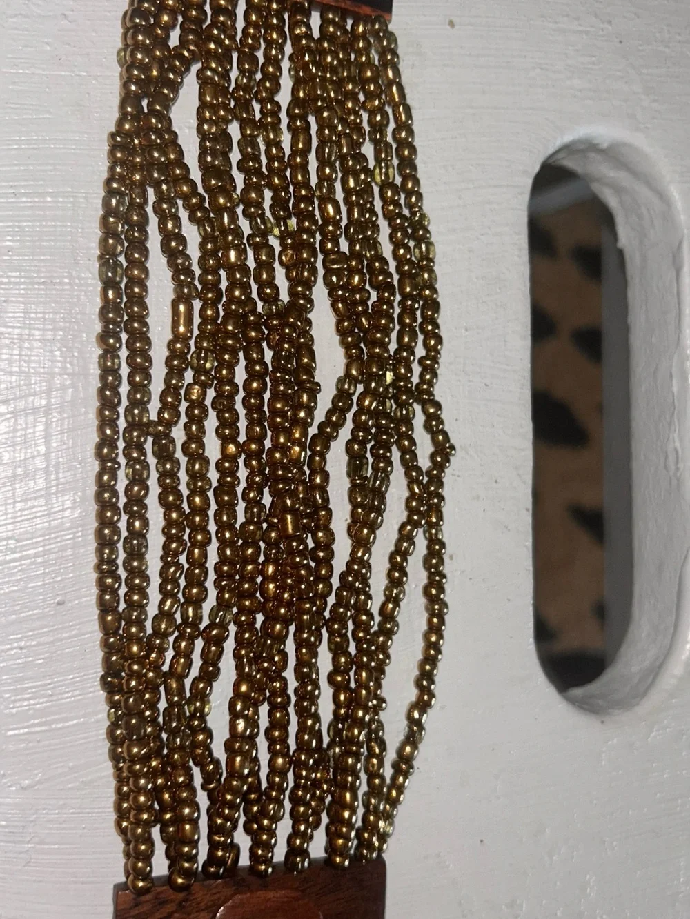 Beaded Multi-Strand Brown Bracelet with wood clasp